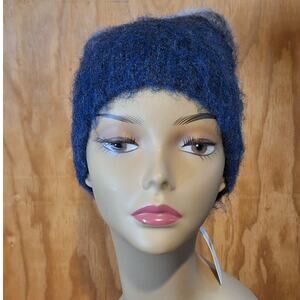 NWT by Anthropologie Beanie Women's OS Navy Lavender Fuzzy Hombre Cozycore